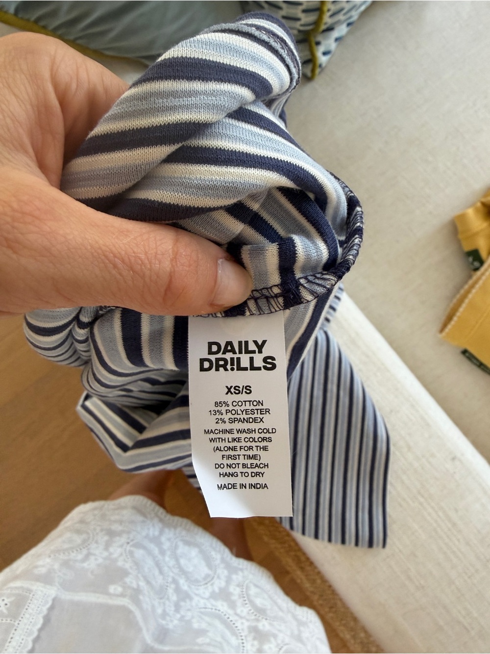 Daily Drills Striped Short Sleeve Pajama Set - Blue & White - Picture 6 of 6